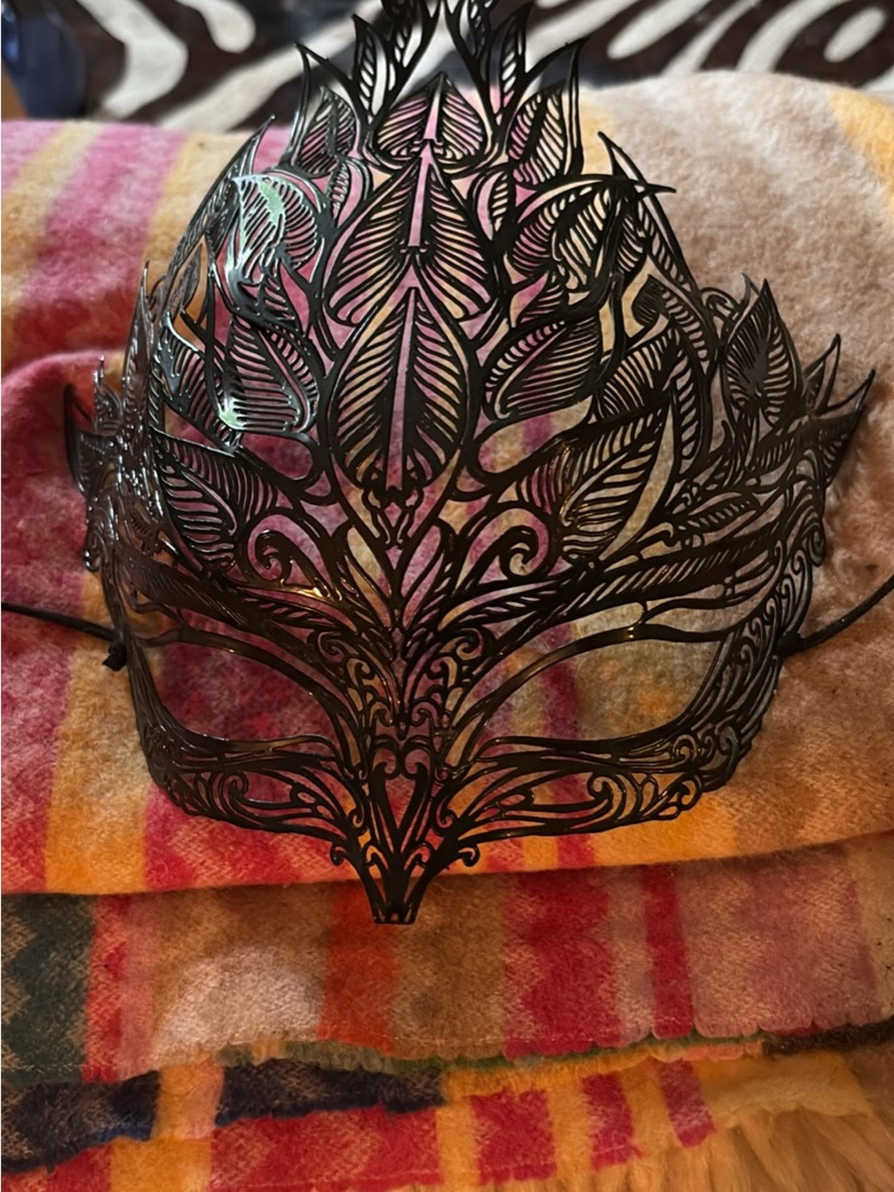 Intricate Black Filigree Masquerade Face Mask